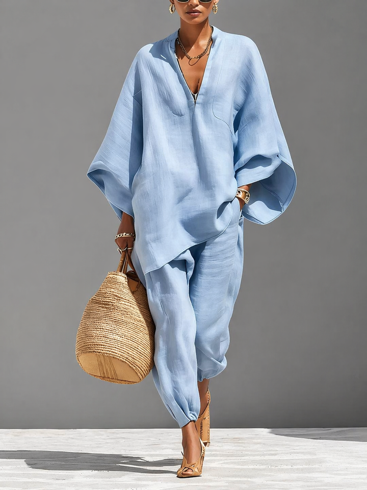 Women's Oversized Linen Batwing Lounge Set