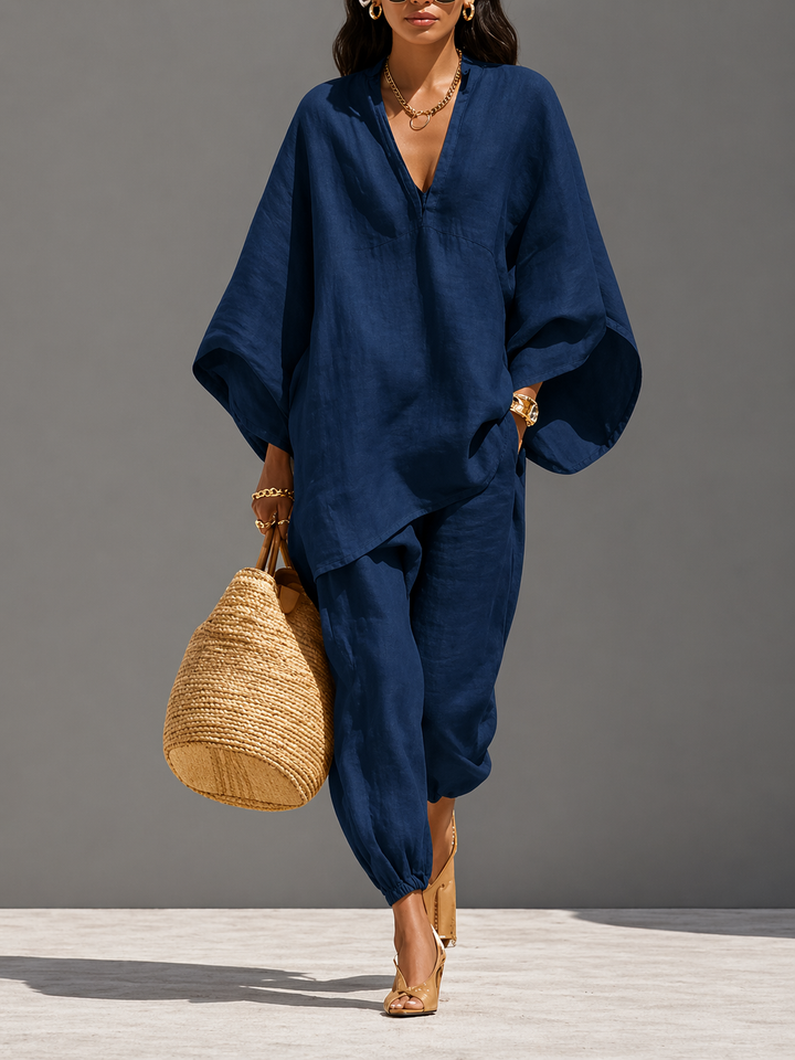 Women's Oversized Linen Batwing Lounge Set