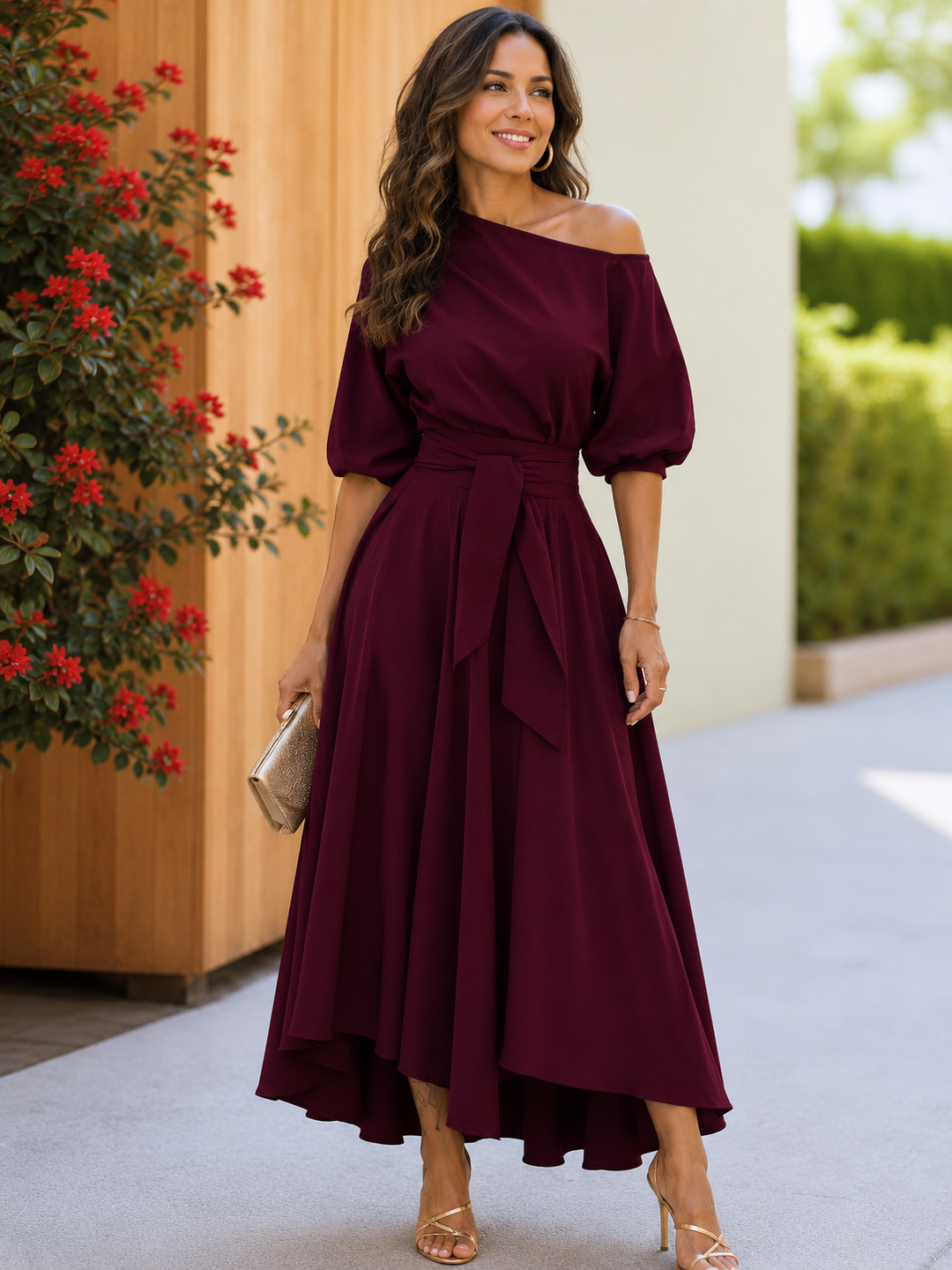 Women's Off Shoulder Flow Maxi Dress