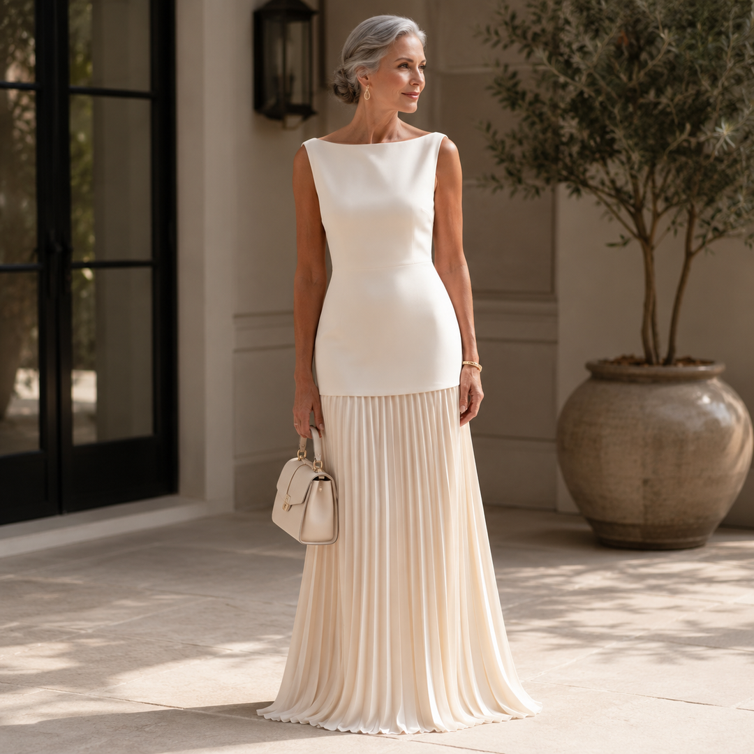 Women's Elegant Sleeveless Pleated Skirt Two-Piece Set