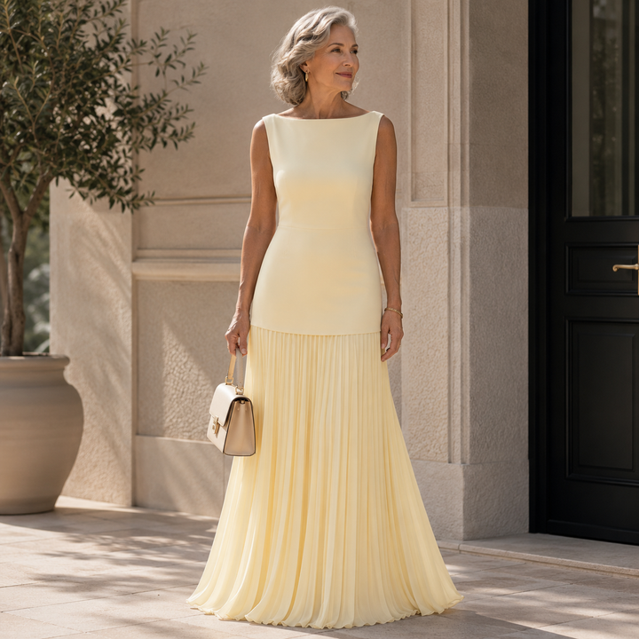 Women's Elegant Sleeveless Pleated Skirt Two-Piece Set