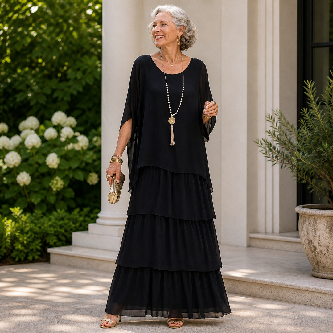 Women's Tiered Chiffon Loose Fit Long Dress