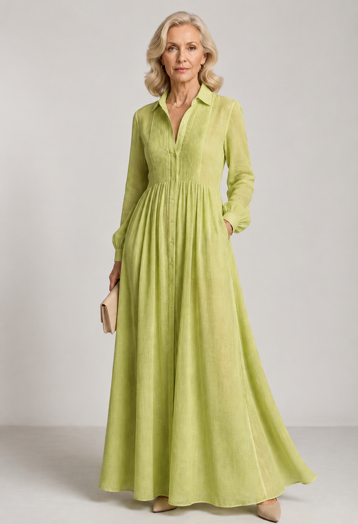 Shirt Maxi Dress – Long Sleeve Dress with Pockets