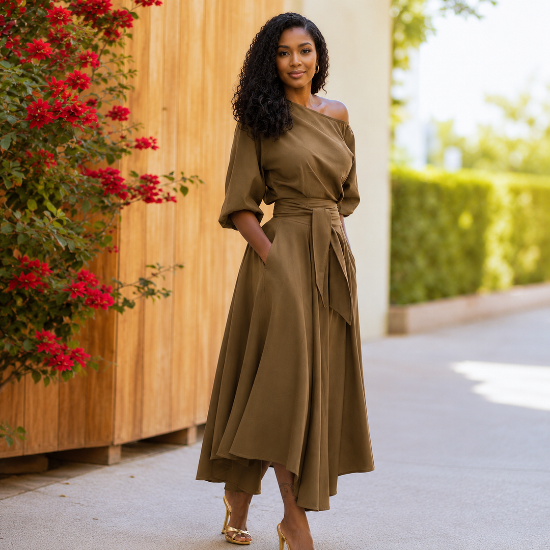 Women's Off Shoulder Flow Maxi Dress