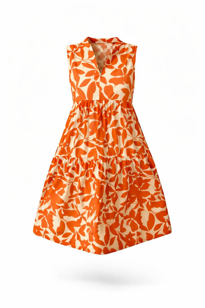 Floral Print Sleeveless Midi Dress – V-Neck Boho Dress