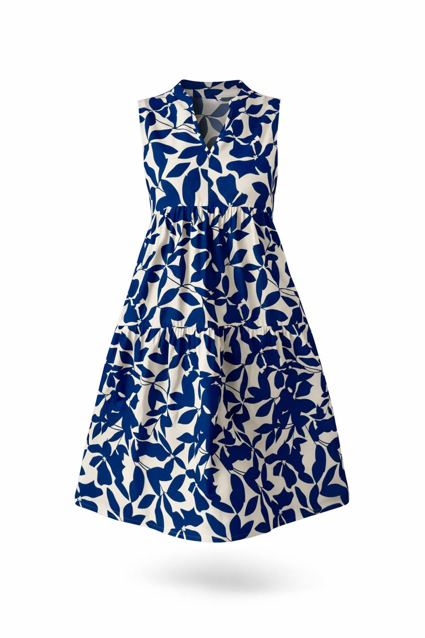 Floral Print Sleeveless Midi Dress – V-Neck Boho Dress