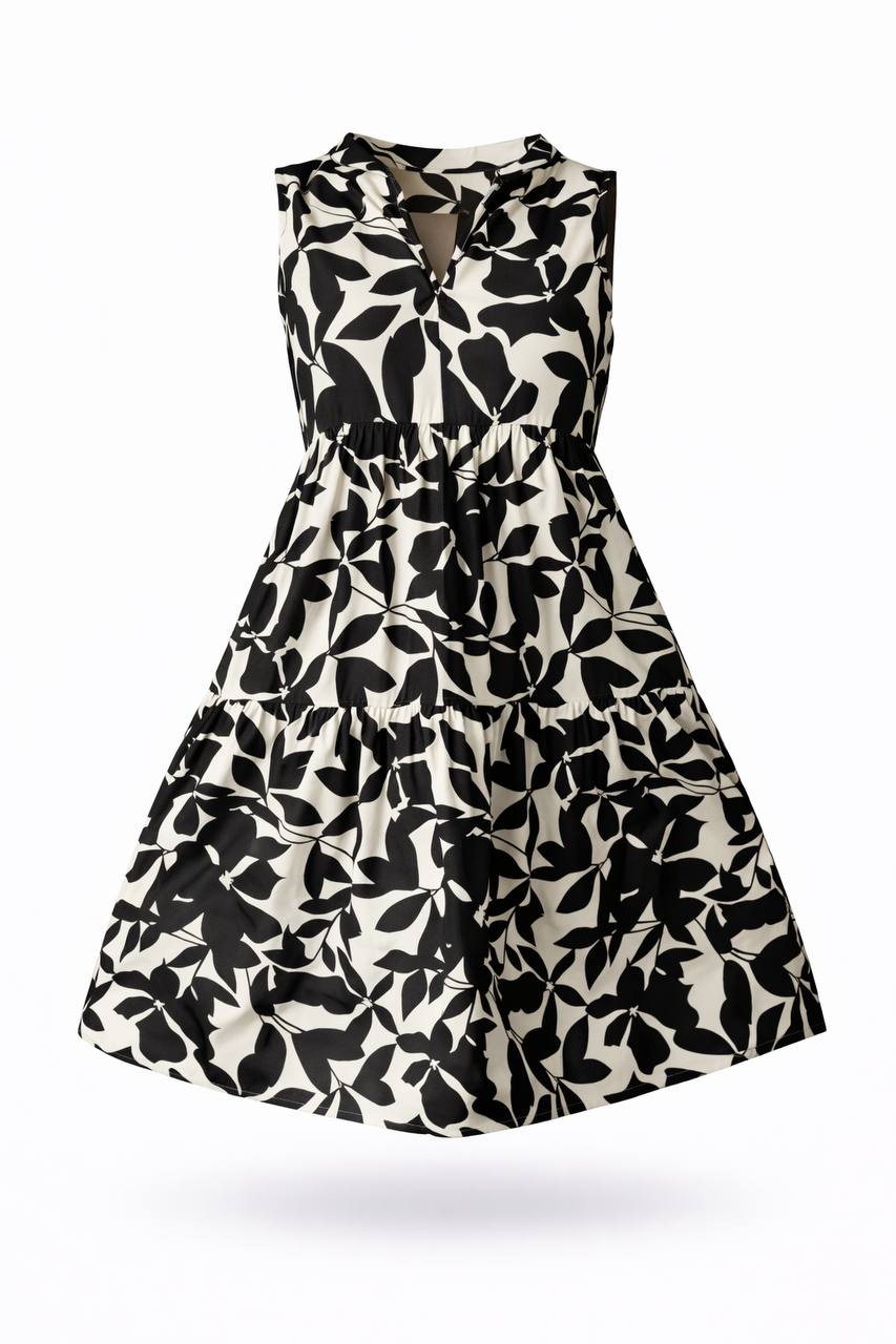 Floral Print Sleeveless Midi Dress – V-Neck Boho Dress