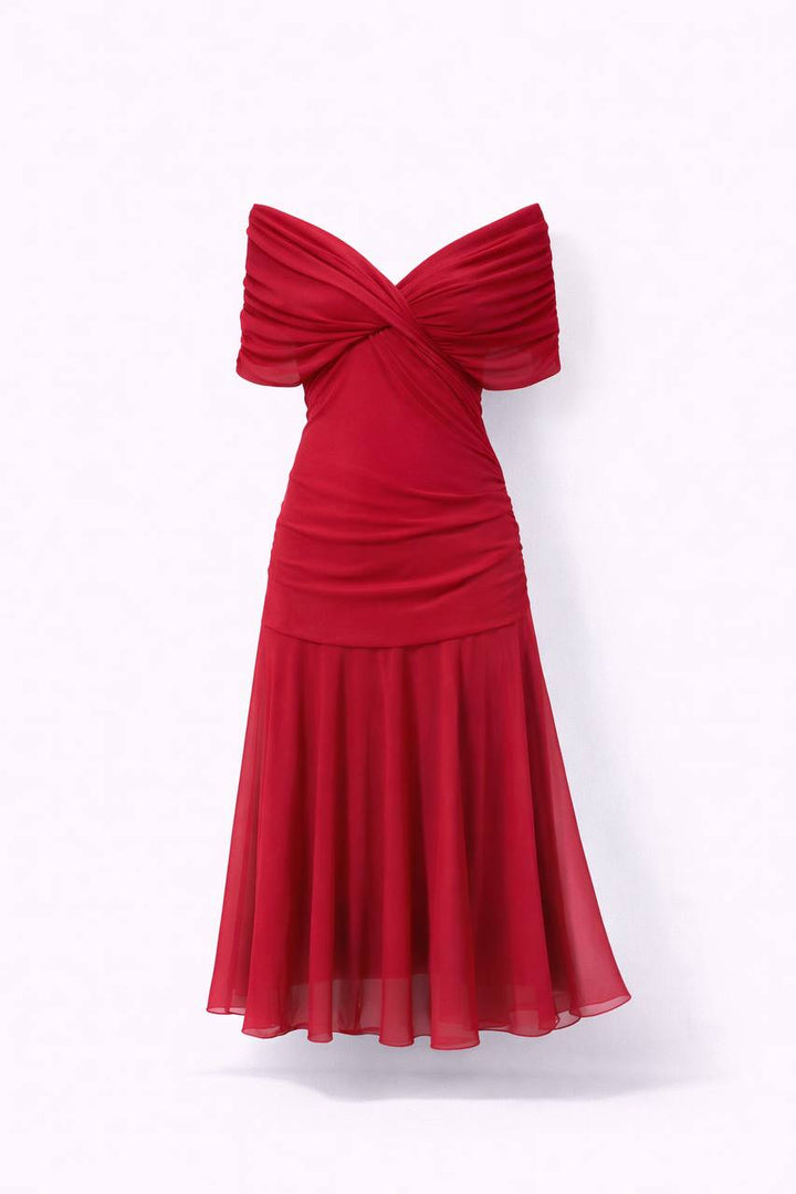 Chiffon Wrap Maxi Dress – Elegant V-Neck Dress with Relaxed Flowing Fit