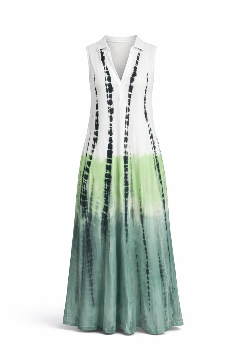 Sleeveless Maxi Dress – Abstract Relaxed Fit Dress with Pockets
