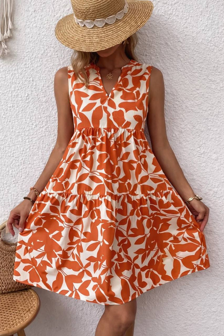 Floral Print Sleeveless Midi Dress – V-Neck Boho Dress