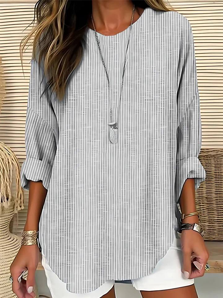 Women's Long Sleeve Striped Tunic Blouse