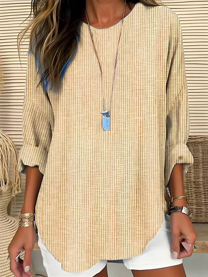 Women's Long Sleeve Striped Tunic Blouse