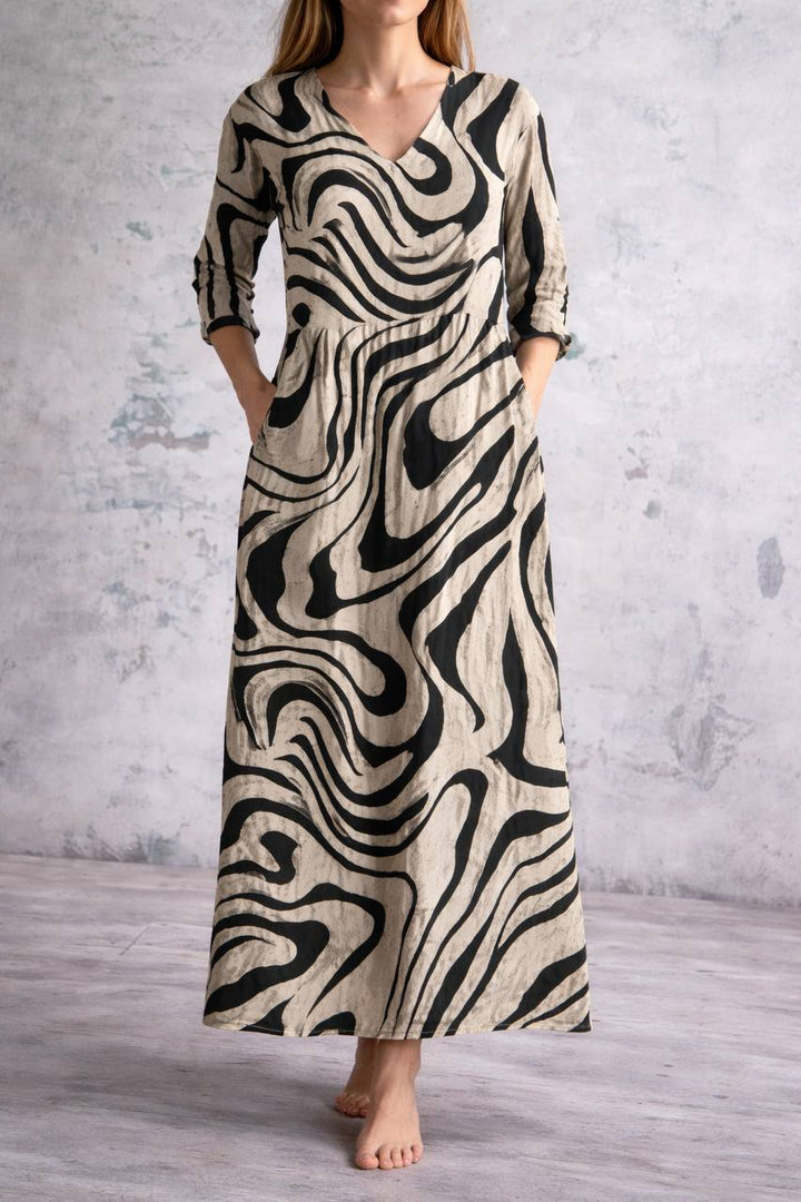 Women's Bohemian Patterned Long Sleeve Maxi Dress