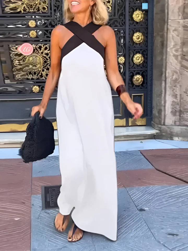 Women's Cross Halter Neck Sleeveless Maxi Dress