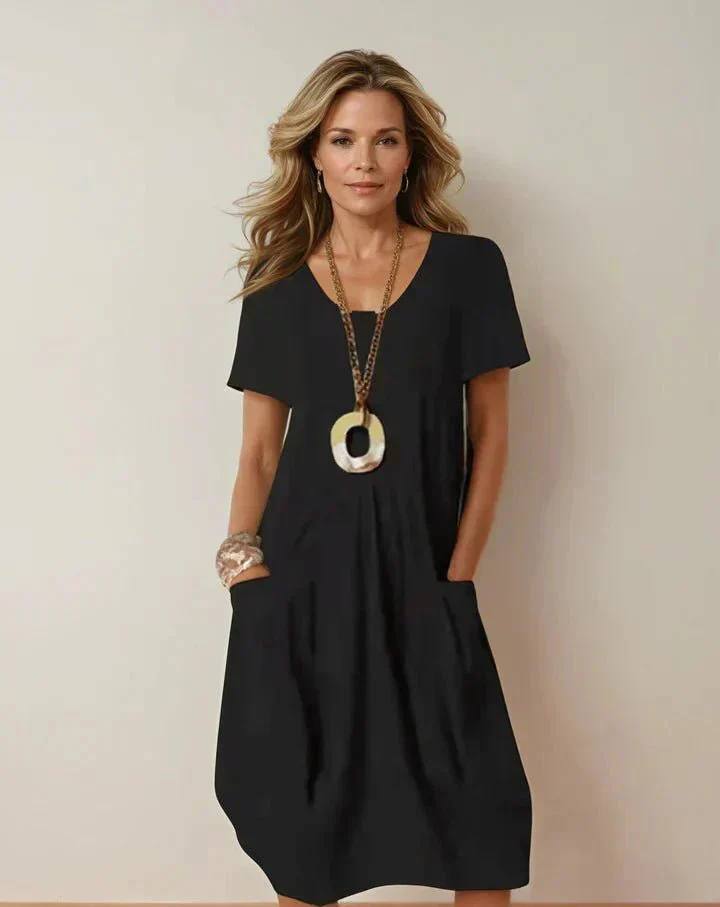 Women's Loose Fit Pocket Midi Dress