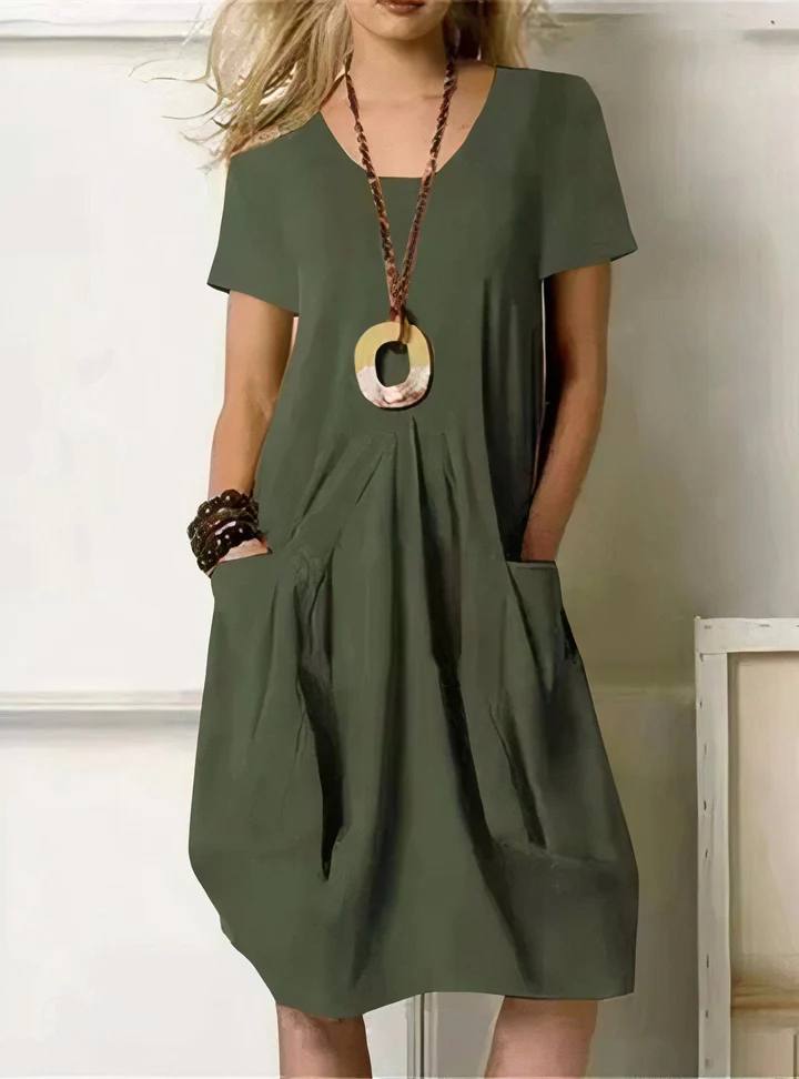 Women's Loose Fit Pocket Midi Dress