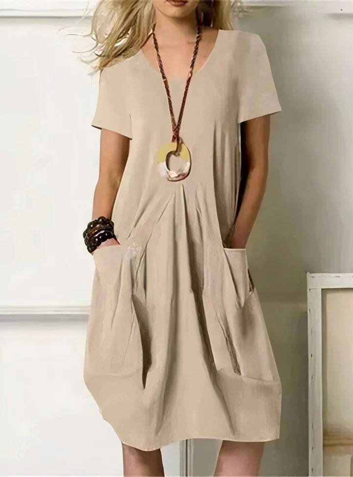 Women's Loose Fit Pocket Midi Dress