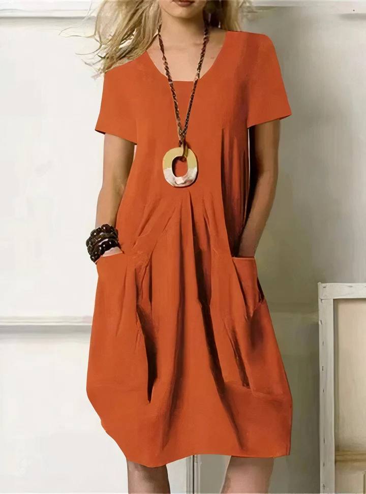 Women's Loose Fit Pocket Midi Dress