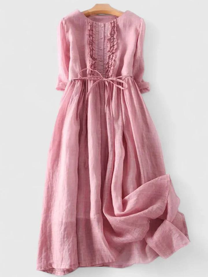 Women's Boho Lace Panel Waist Tie Maxi Dress