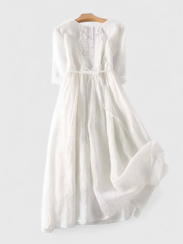 Women's Boho Lace Panel Waist Tie Maxi Dress