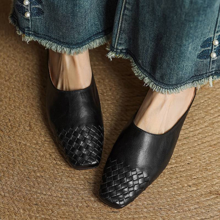 Women's Woven Leather Mule Flats