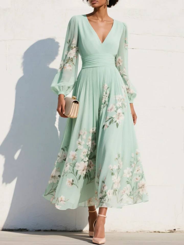 Women's Floral Long Sleeve Maxi Dress
