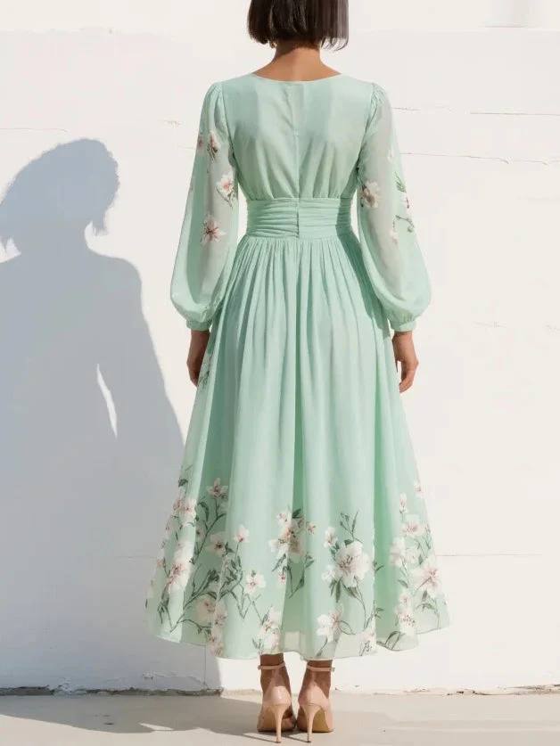 Women's Floral Long Sleeve Maxi Dress