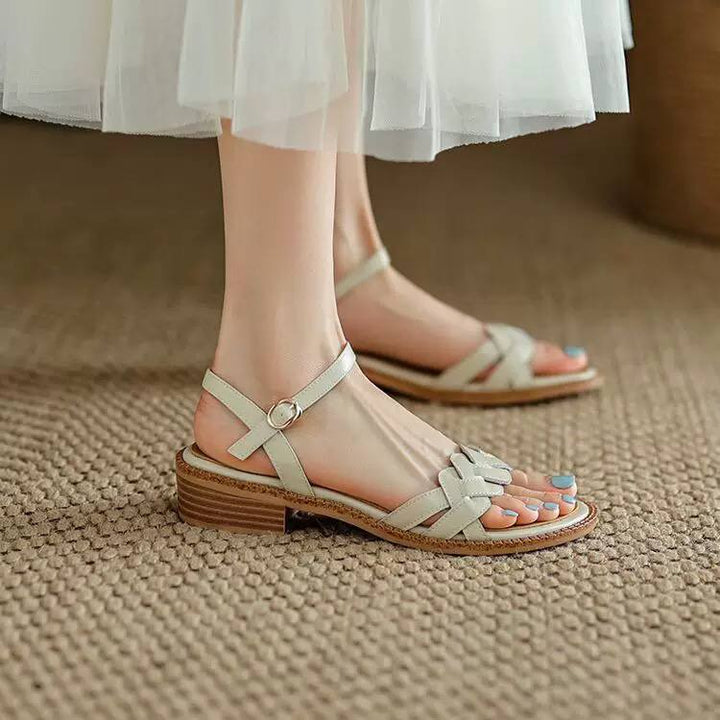Women's Braided Adjustable Ankle Strap Flat Sandals