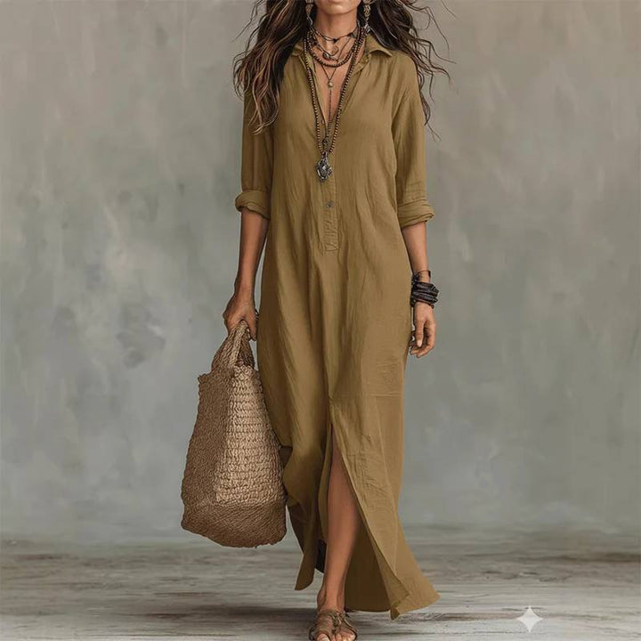 Women's Long Sleeve Maxi Shirt Dress