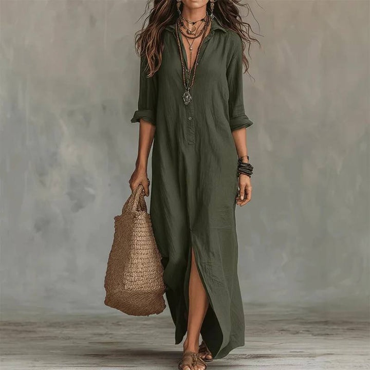 Women's Long Sleeve Maxi Shirt Dress