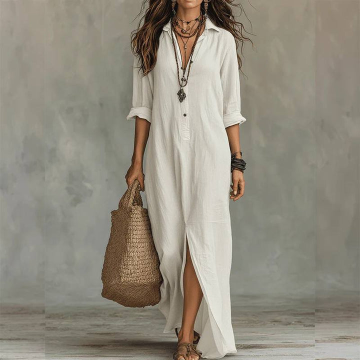 Women's Long Sleeve Maxi Shirt Dress