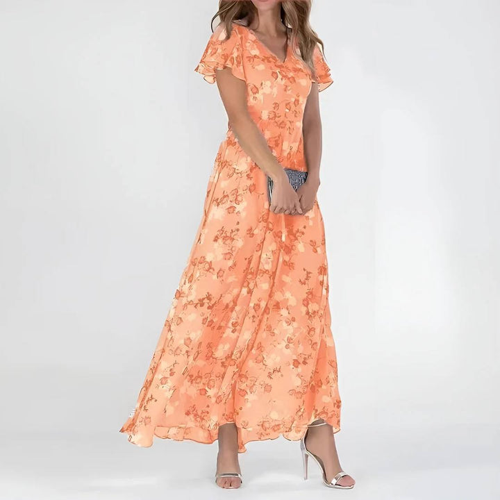 Women's Floral Chiffon Maxi Dress