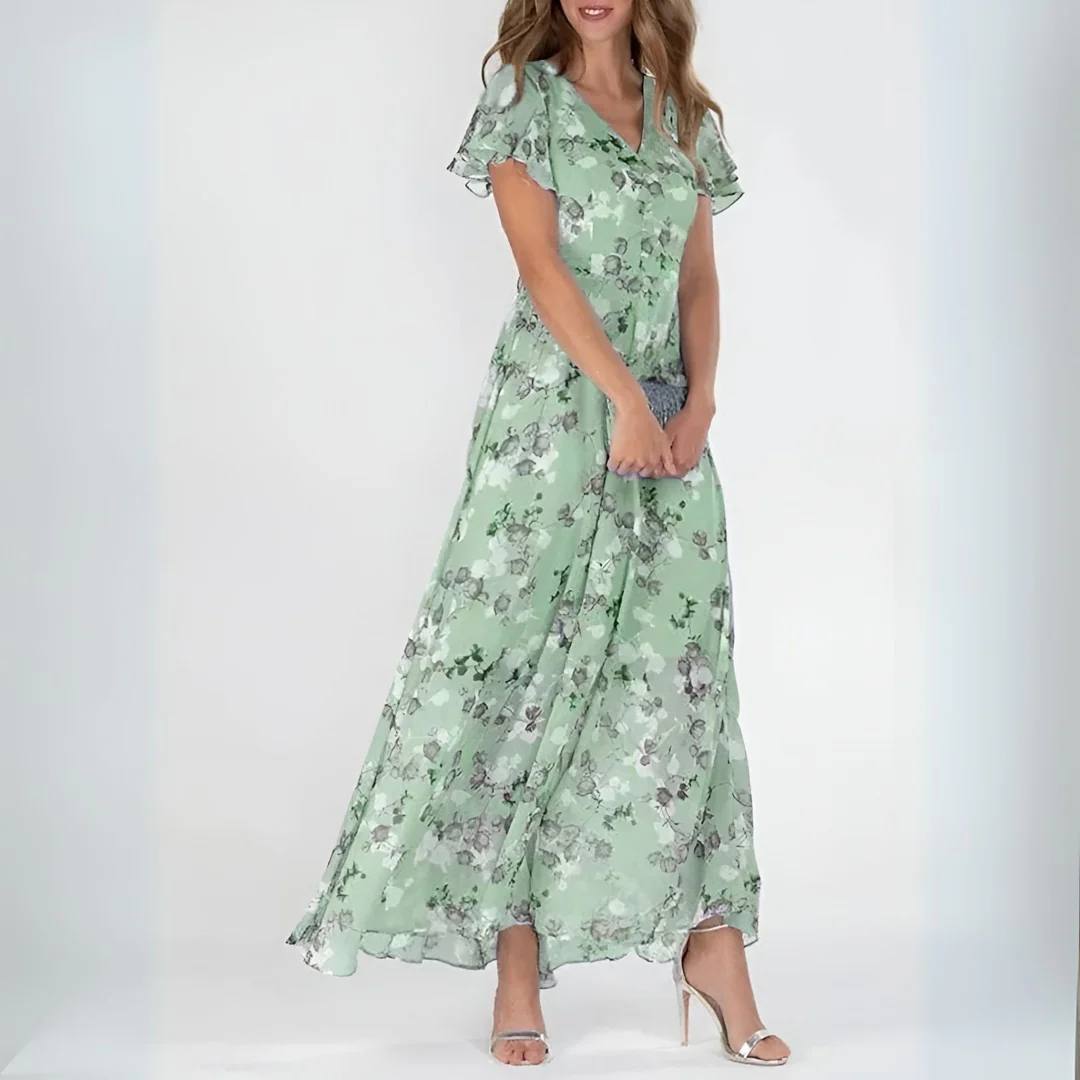 Women's Floral Chiffon Maxi Dress