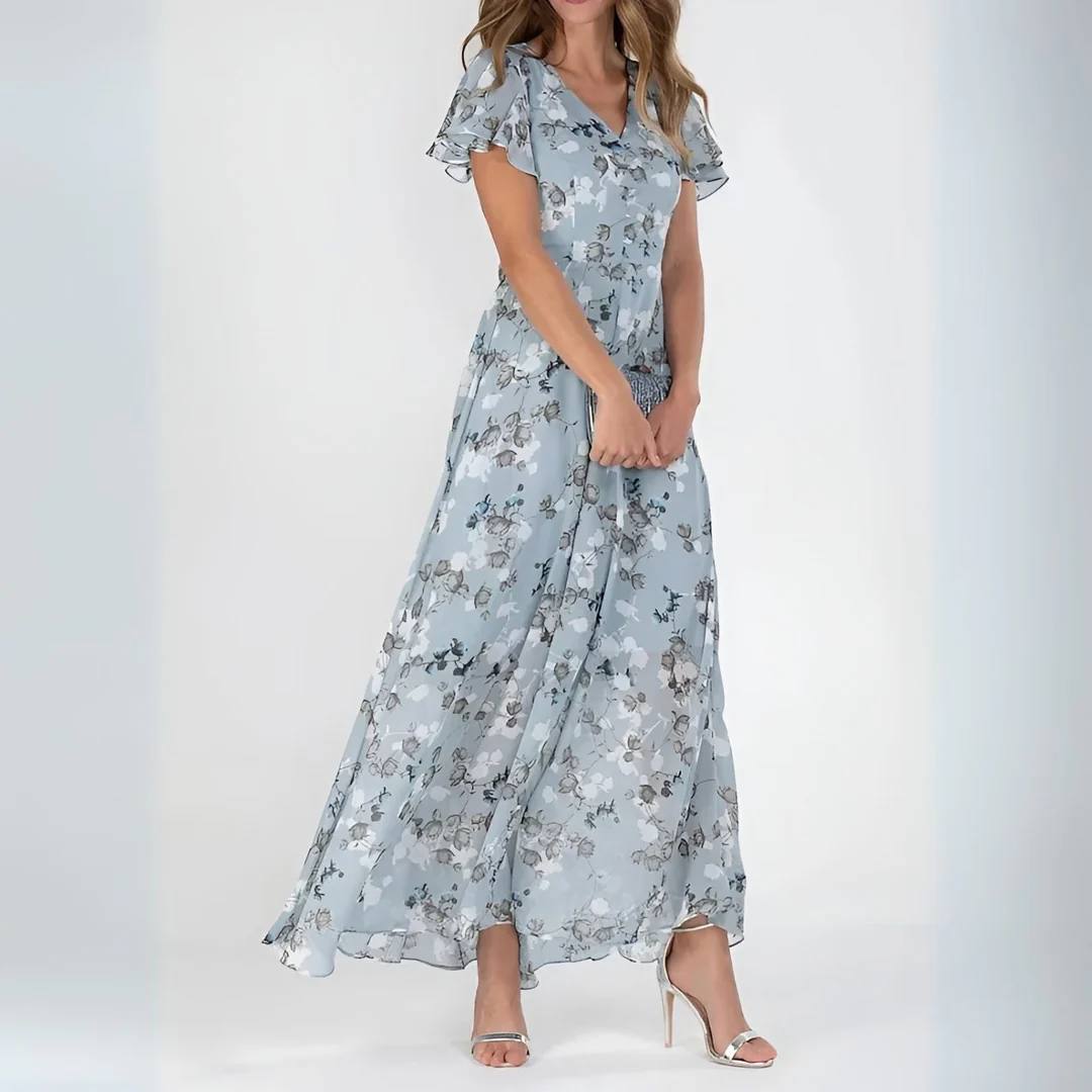Women's Floral Chiffon Maxi Dress