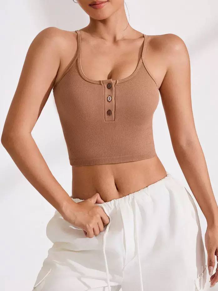 Women's Ribbed Button Front Tank Top