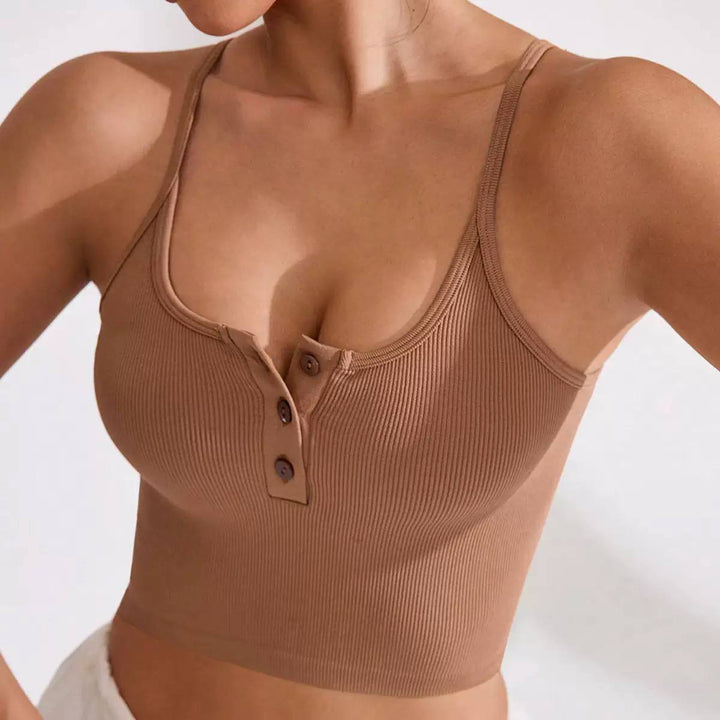 Women's Ribbed Button Front Tank Top