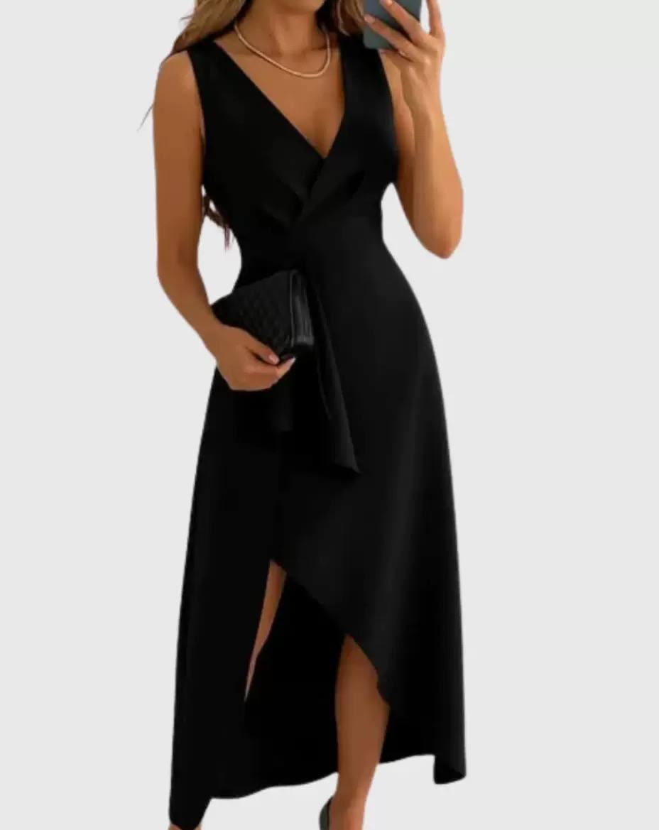 Women's Wrap V Neck Midi Dress