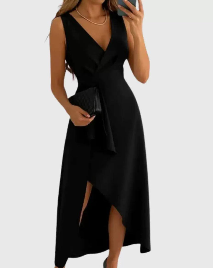 Women's Wrap V Neck Midi Dress