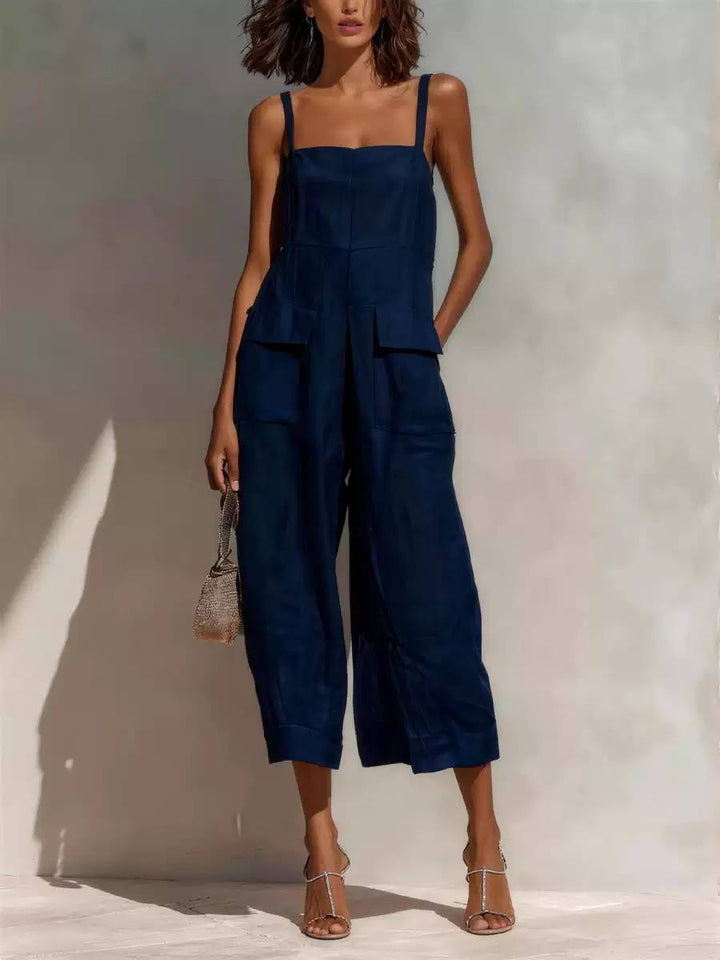 Women's Square Neck Linen Jumpsuit