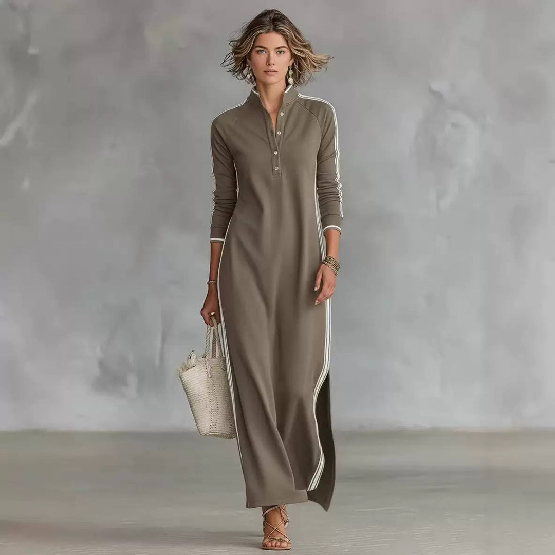 Women's Henley Long Sleeve Maxi Dress