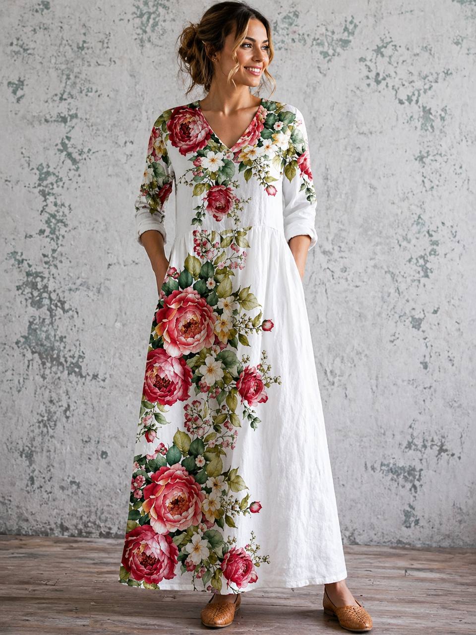 Women's Cottagecore Floral Maxi Dress