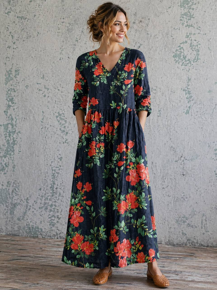 Women's Floral Long Sleeve Maxi Dress