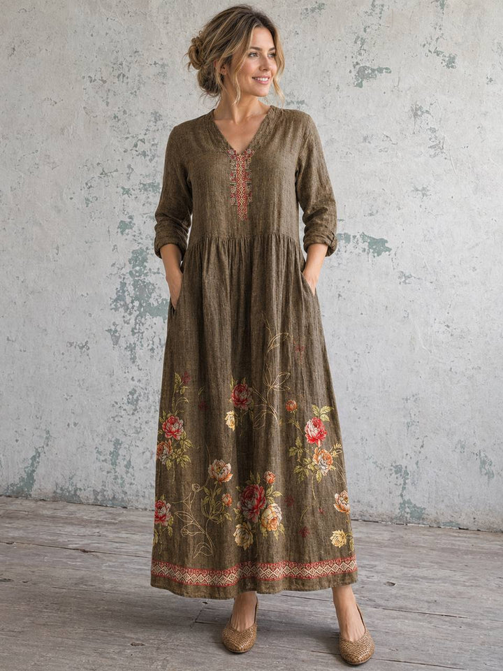 Women's Boho Brown Maxi Dress