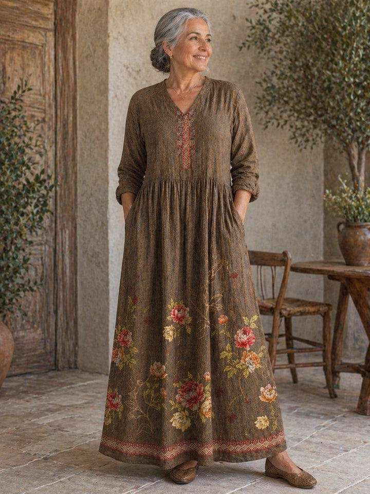 Women's Boho Brown Maxi Dress