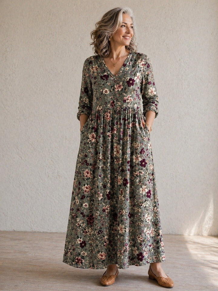 Women's Autumn Floral Maxi Dress