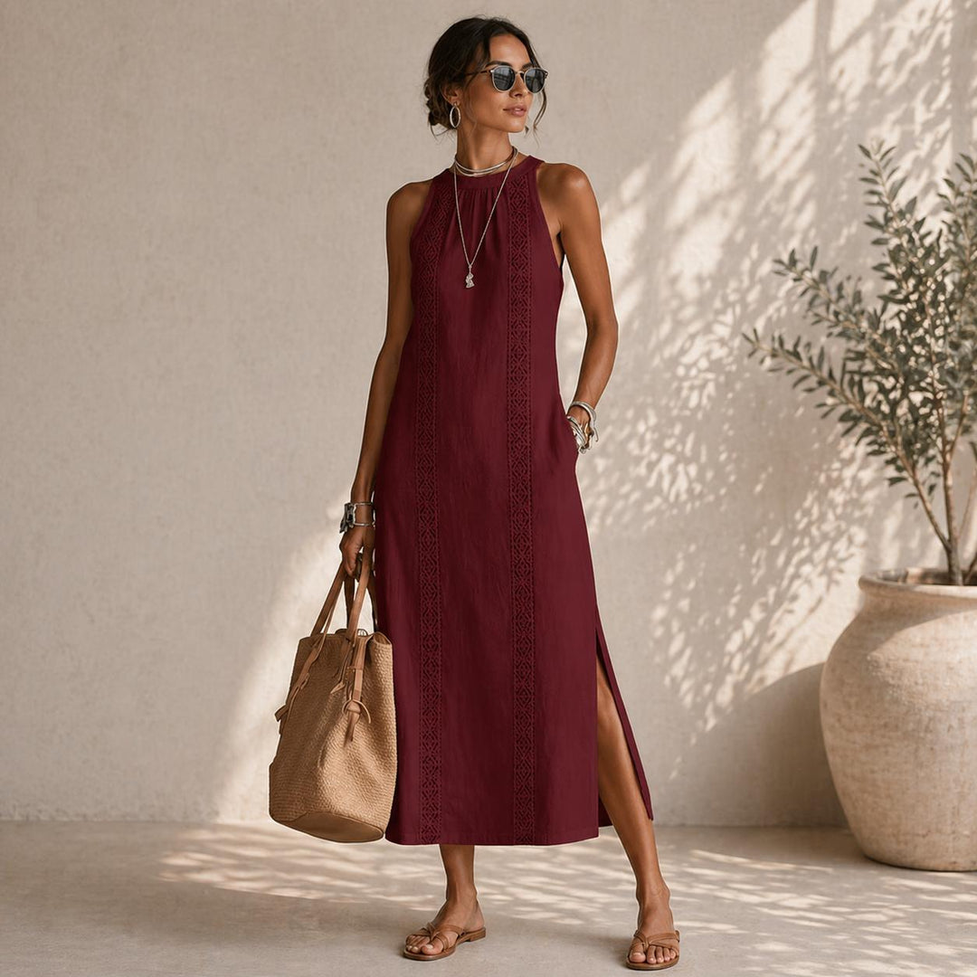 Women's Sleeveless Halter Midi Dress