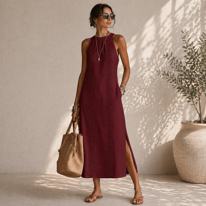 Women's Sleeveless Halter Midi Dress