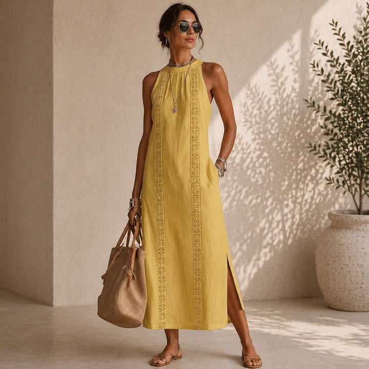 Women's Sleeveless Halter Midi Dress