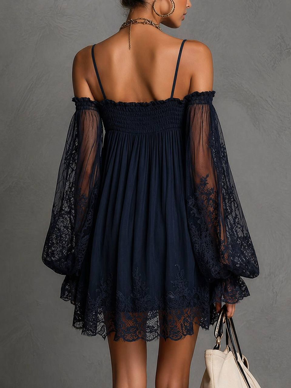 Women's Off-Shoulder Lace Mini Dress