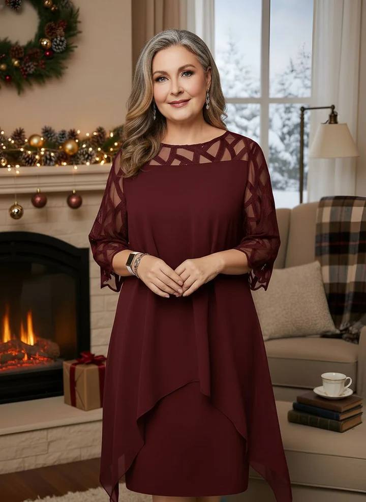 Women's Elegant Chiffon Overlay Cocktail Dress